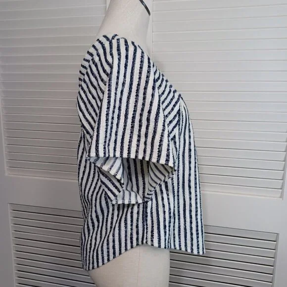 Madewell Butterfly‎ Top Womens Sz Small Isley Stripe Black White Square Neck - Picture 9 of 13